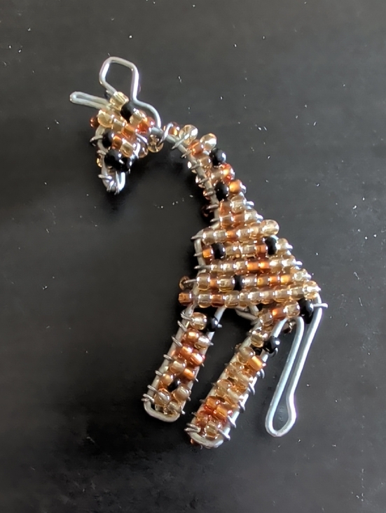 Jewelry - Beaded Giraffe Pendant Necklace Charm - Amber, Gold, Black